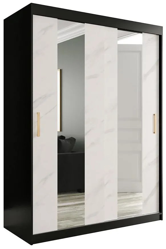 Skriňa Marmur Pole 150 čierna/mramor biely