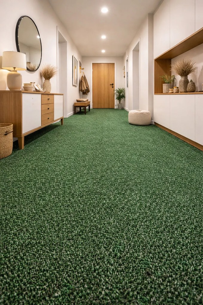 Koberec metráž Primavera 651, na mieru, šíře 4m, zelená, resine, chodba / predsieň, Beaulieu International Group