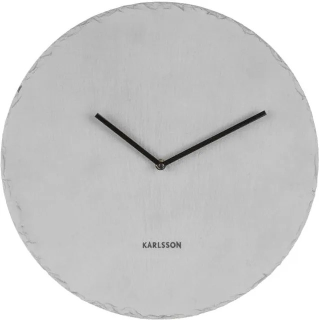 Sivé nástenné bridlicové hodiny Karlsson Slate, Ø 40 cm