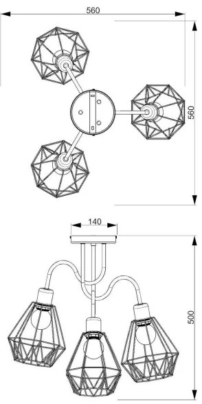 Prisadený luster BERGEN 3xE27/60W/230V
