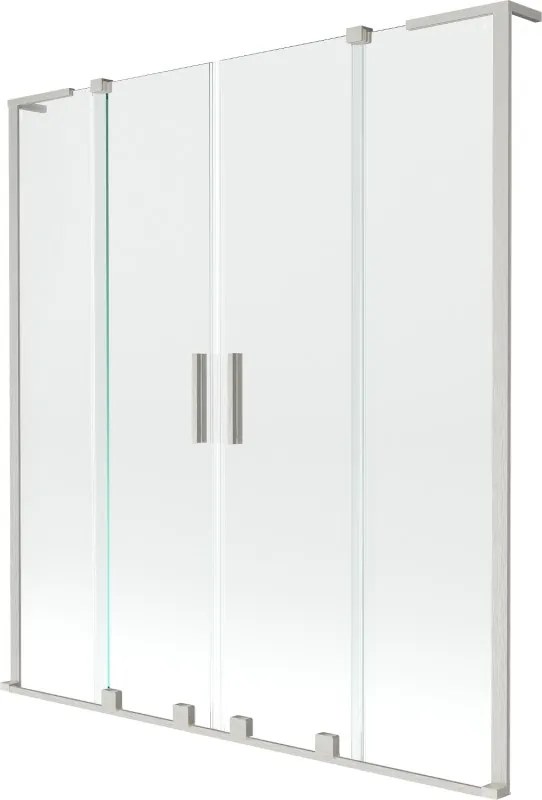 Mexen Velar L Duo vaňová zástena 2-krídlová posuvná 150 x 150 cm, priehľadná, brúsený nikel - 896-150-003-02-97