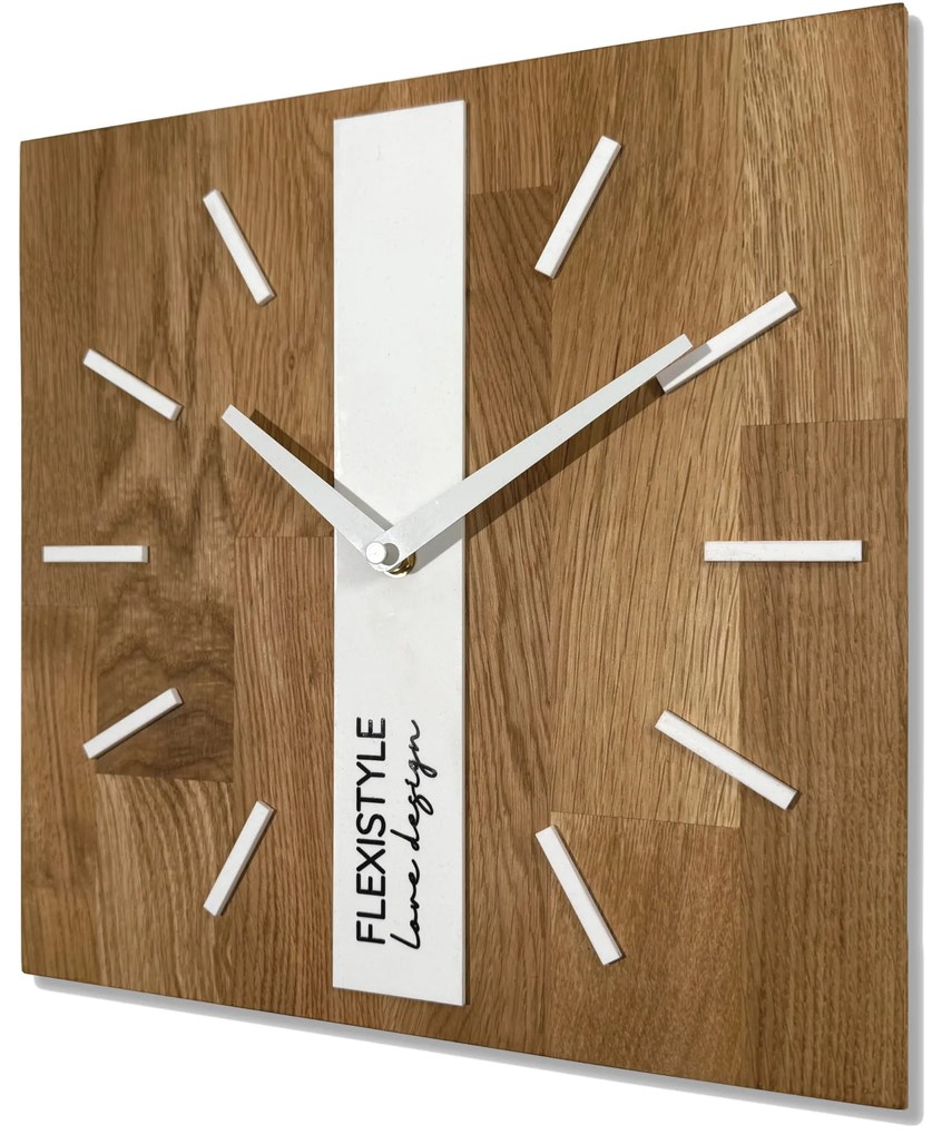 Dekorstudio Elegantné drevené hodiny DUB klasik SQ 30cm - biele