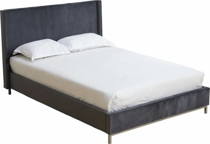 KONDELA Tagart čalúnená manželská posteľ s roštom sivá / strieborná