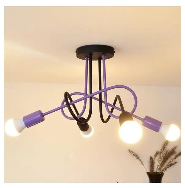 Prisadený luster OXFORD 4xE27/15W/230V čierna/fialová