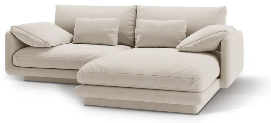 Biela zamatová rohová pohovka (pravý roh/s leňoškou) Torino – Micadoni