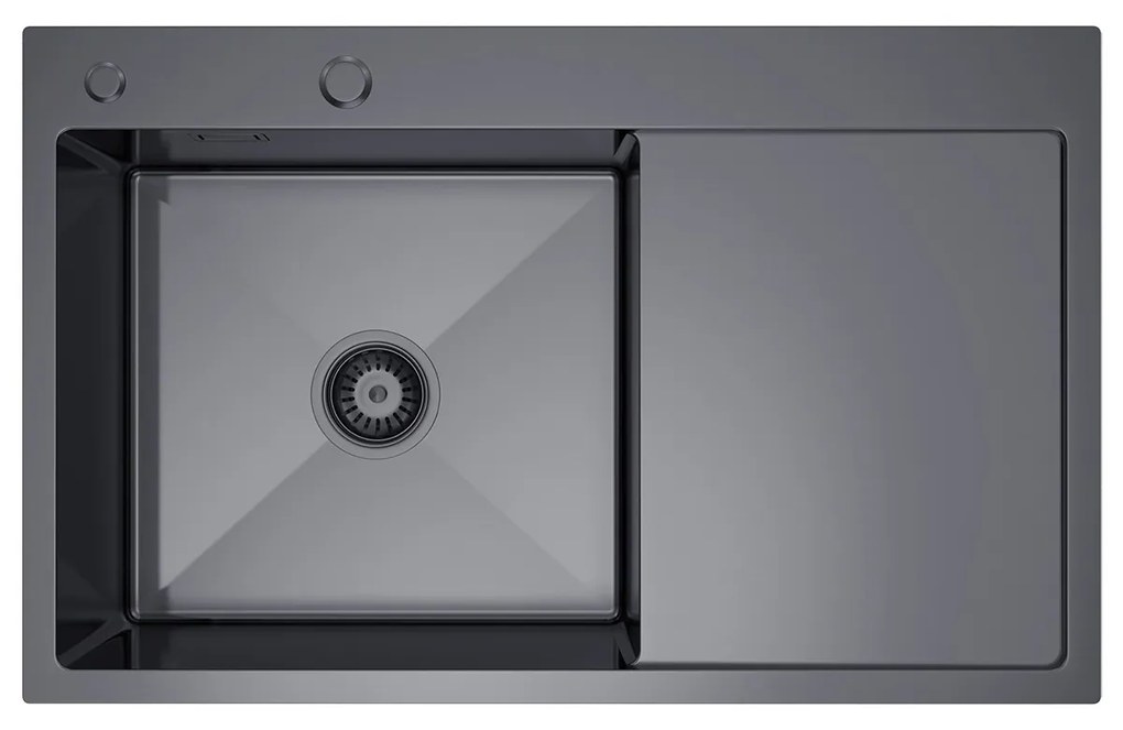 Erga HD, 1-komorový oceľový drez 780x490x210 mm, ľavý, grafitová, ERG-MLS-HD7849LB