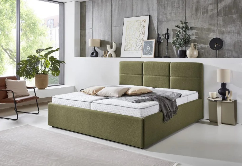 Posteľ Domango 180x200 cm, olivovo zelená látka