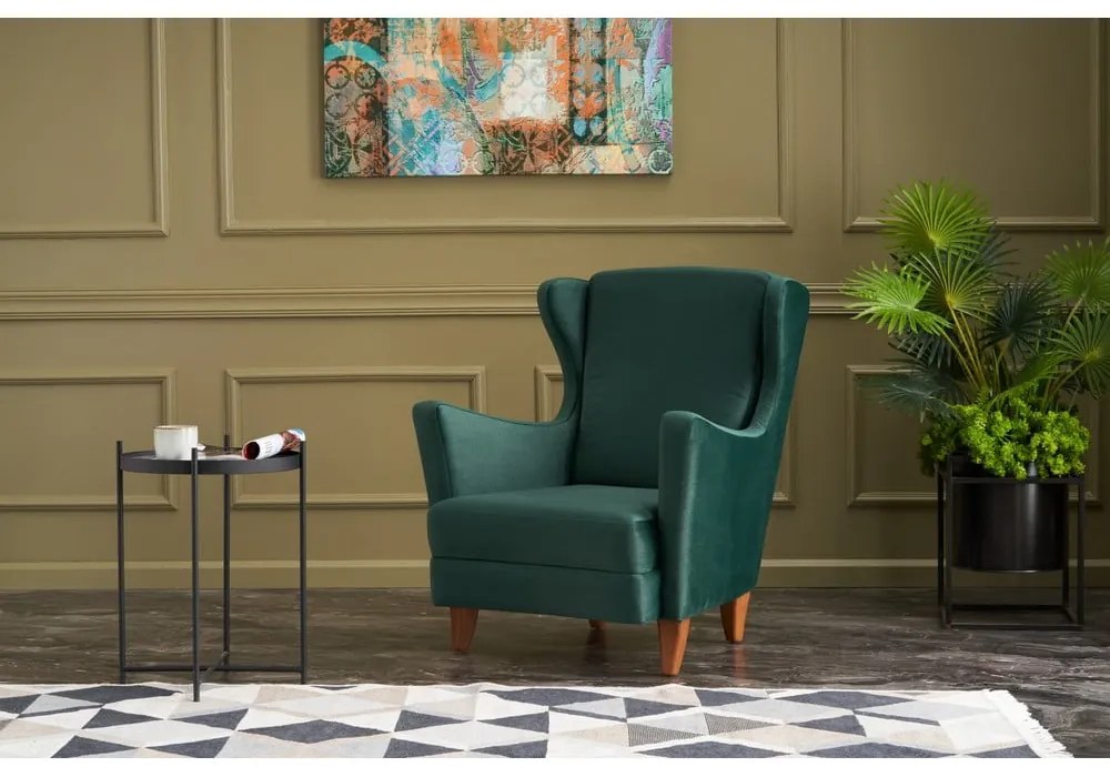 Zelené kreslo ušiak Lola Brejer – Artie