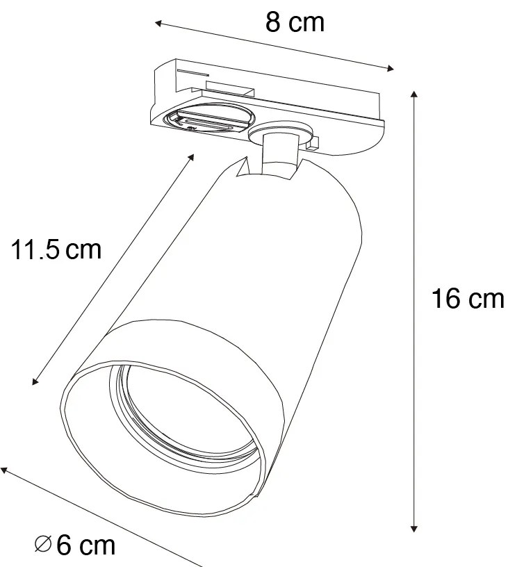 Moderné bodové svetlo s dymovým krúžkom pre 1-fázový koľajnicový systém GU10 50 mm - Iconic Jeana