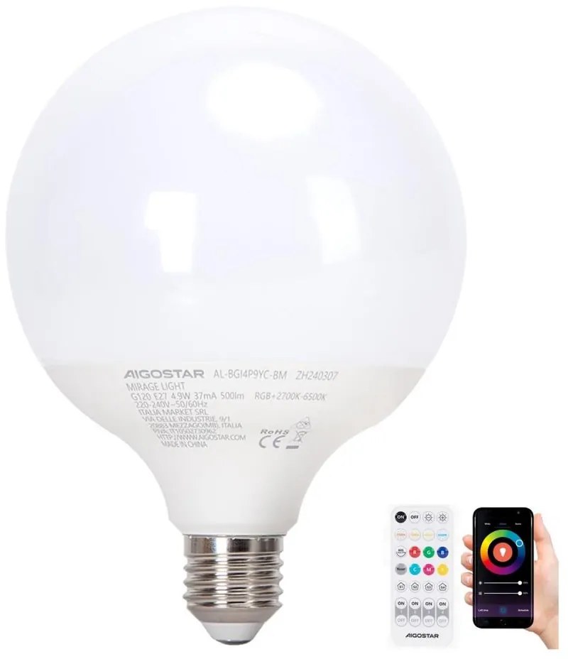 LED RGBW Stmievateľná žiarovka MESH G120 E27/4,9W/230V 2700-6500K + DO - Aigostar