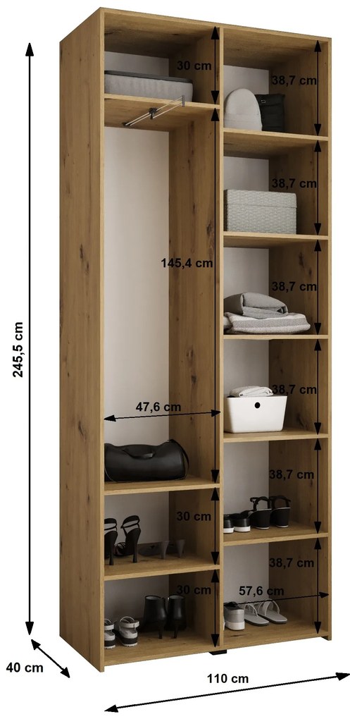 Šatníková skriňa 110 cm Carmela 40-2 (biela + zlatá). Akcia -21%. Vlastná spoľahlivá doprava až k Vám domov. 1126550