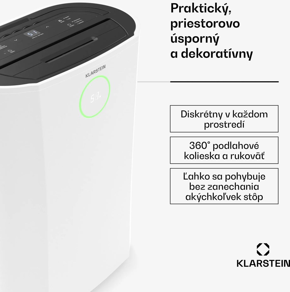 Klarstein DryFy ProConnect 16L odvlhčovač vzduchu, 16 l/deň, 18 m², WiFi, Aplikácia, LED indikátor, 24-hodinový časovač