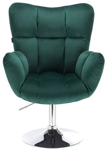LuxuryForm DESIGN Otočné kreslo AURORA VELUR na striebornom tanieri - zelené