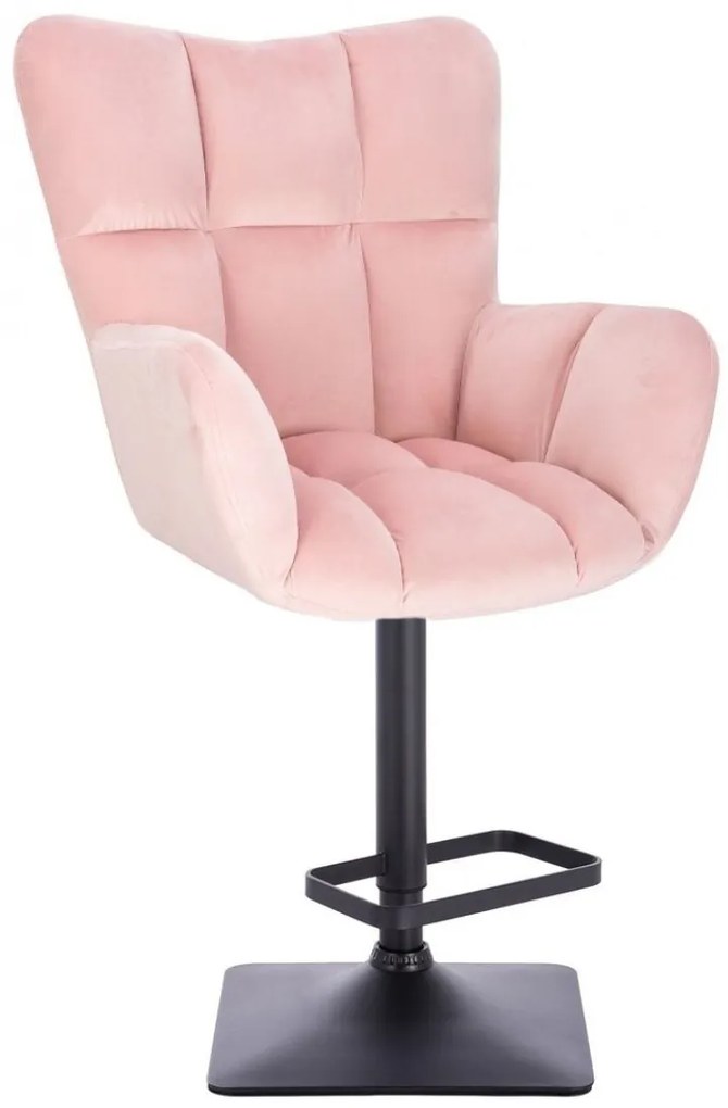 LuxuryForm DESIGN Barové kreslo AURORA VELUR na čiernej hranatej podstave - ružové