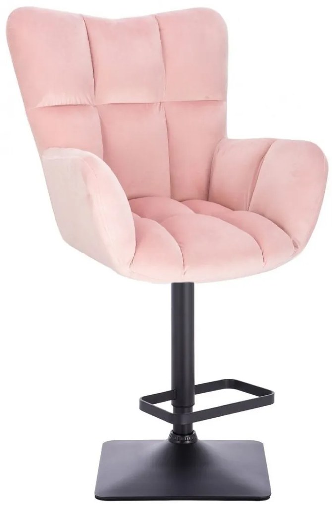 LuxuryForm DESIGN Barové kreslo AURORA VELUR na čiernej hranatej podstave - svetloružové