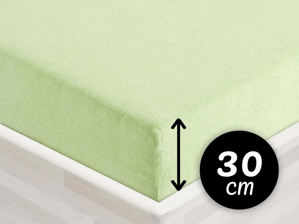 Froté napínacie prestieradlo na vysoký matrac FR-018 Pastelovo zelené 100 x 200 - výška 30 cm