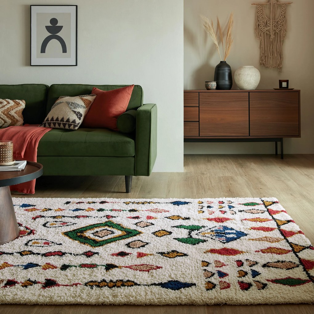 Kusový koberec Moroccan Fes Shaggy Multi, 160x230, viacfarebná, obývacia izba, Flair Rugs