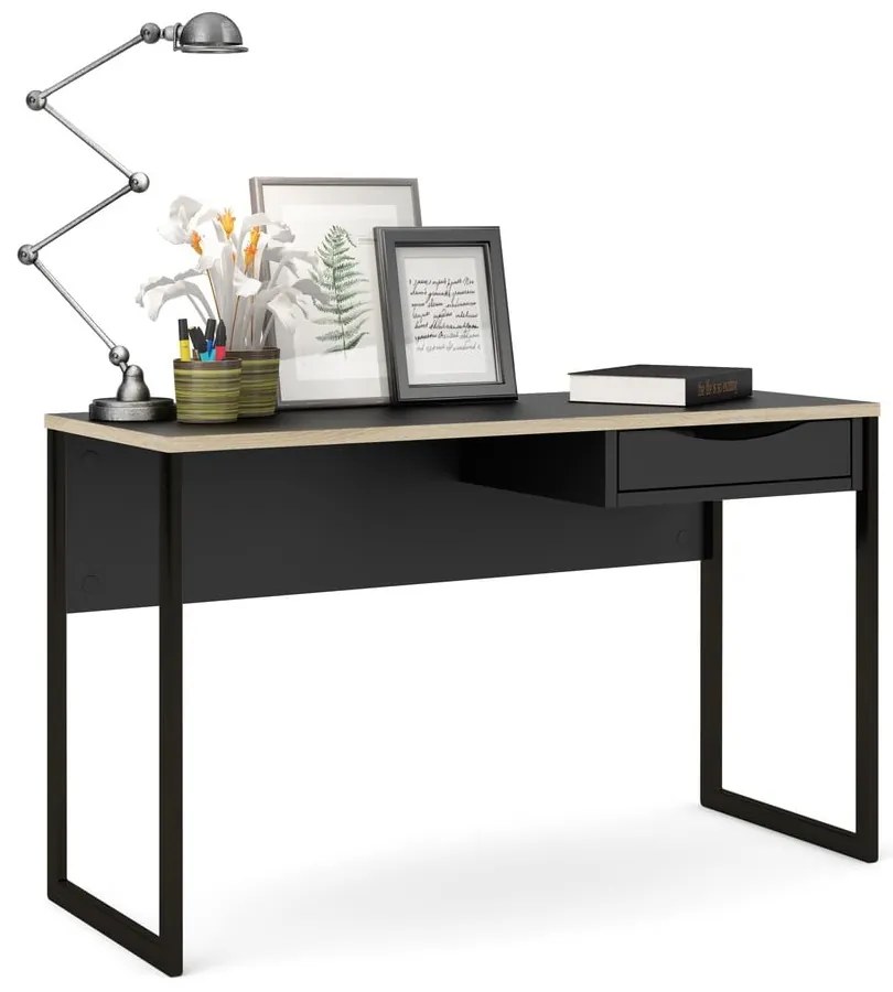 Čierny pracovný stôl Tvilum Function Plus, 130 x 48 cm
