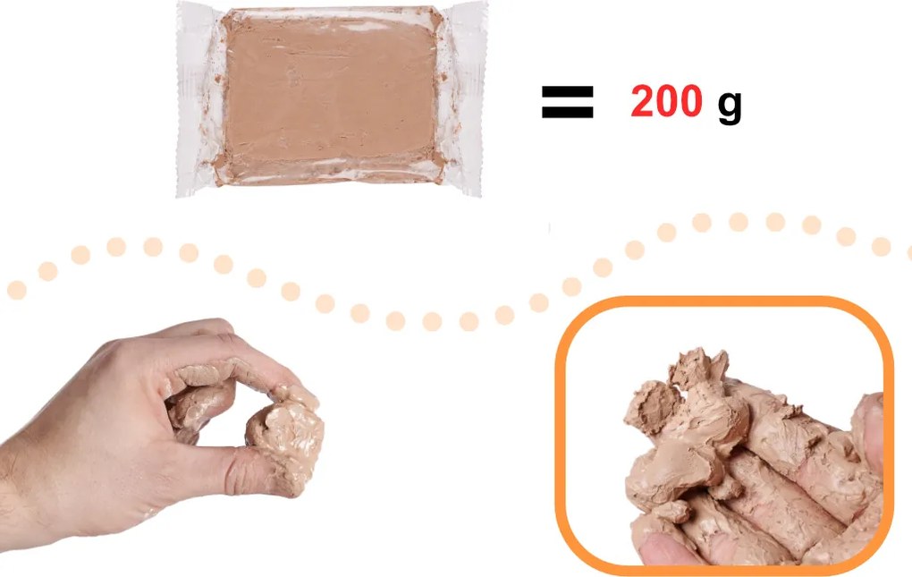 KIK Hlinená hmota na hrnčiarsky kruh 1200 g – hrnčiarska hlina pre deti 8+ (6×200g)