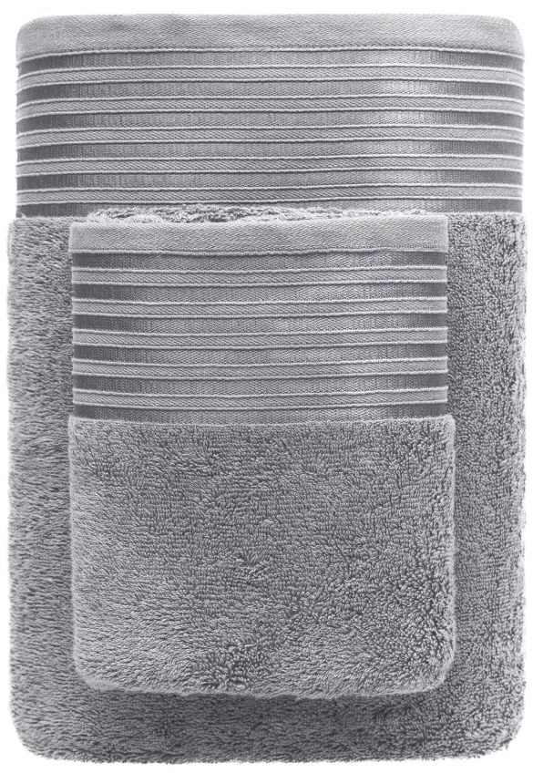 Bavlněný froté ručník s modalem VELA 70x140 cm šedý