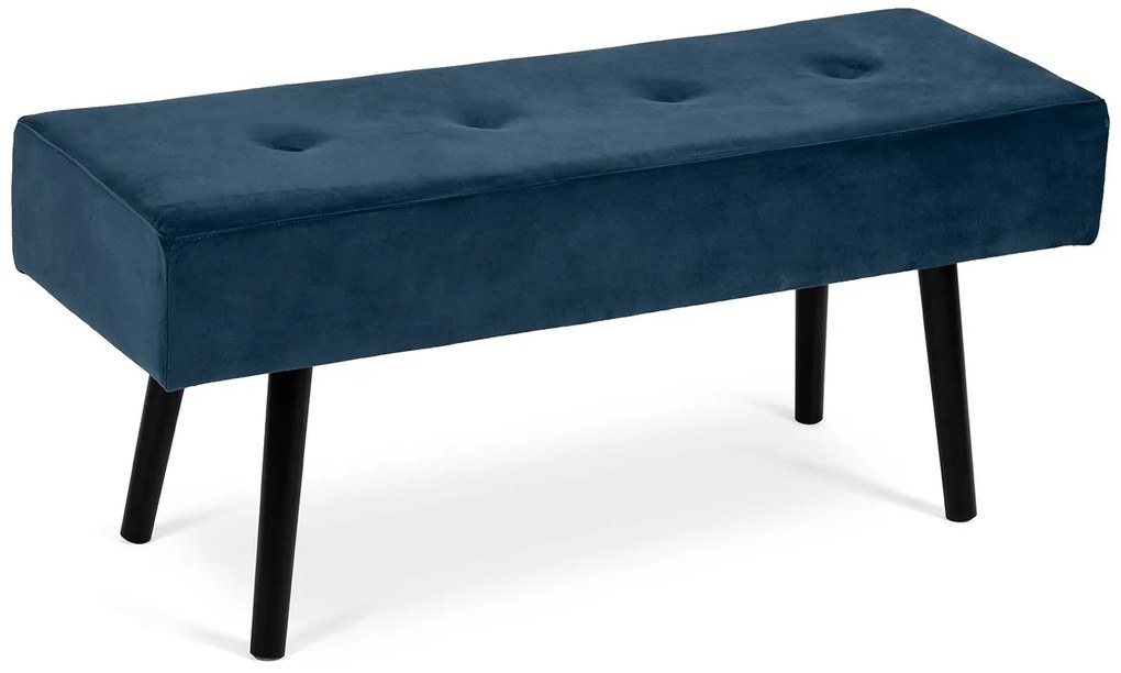 Noela Zamatová lavica s čiernou podnožou MOZA modrá