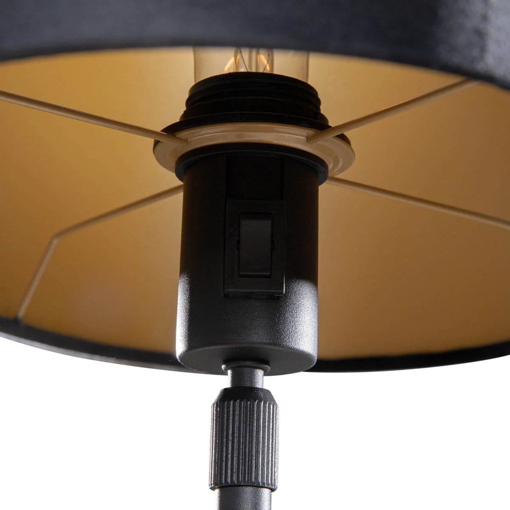 Stolová lampa čierna s oválnym zamatovým tienidlom čiernym 35 cm - Parte