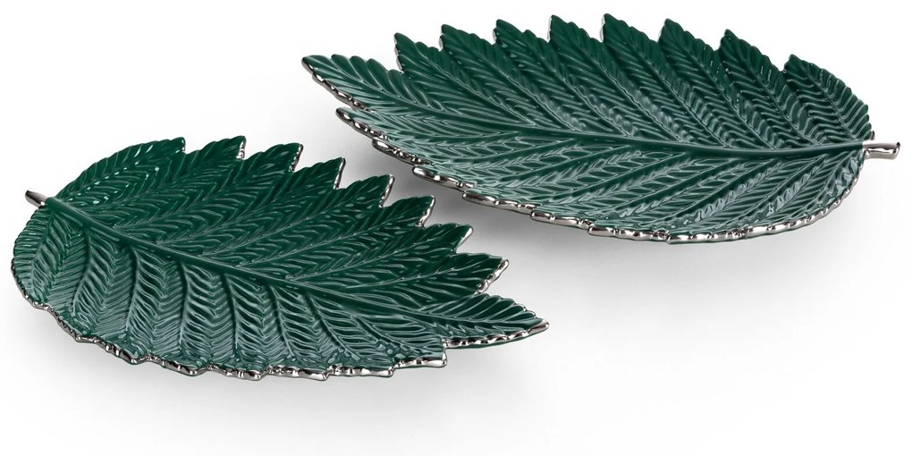 DEKORAČNÝ KERAMICKÝ PODNOS AGRA 18X30X4 CM ZELENÁ