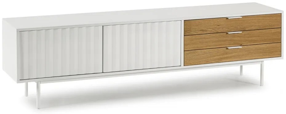 TV stolík v dekore duba v bielo-prírodnej farbe 180x52 cm Sierra – Teulat