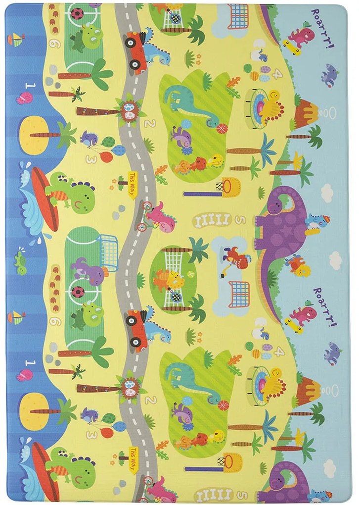 Koberce Breno Kusový koberec Dwinguler Športujúci dinosauri, viacfarebná,125 x 185 cm