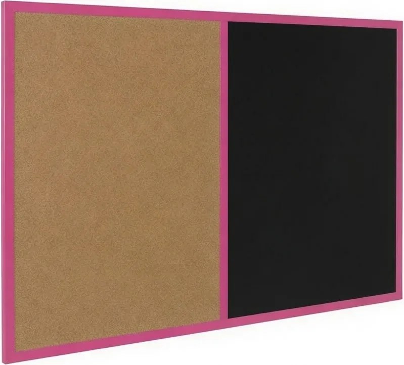 Toptabule.sk  Kombinovaná tabuľa čierna v ružovom drevenom ráme COLOR 120x90 cm