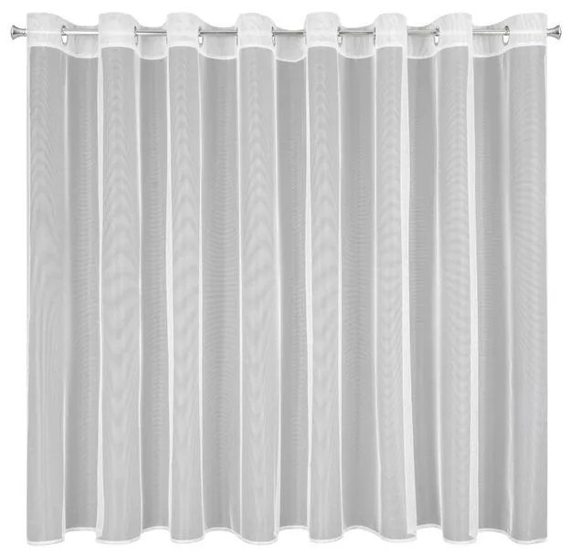 Biela záclona na krúžkoch ESEL vyrobená z hladkej lesklej látky 350x150 cm