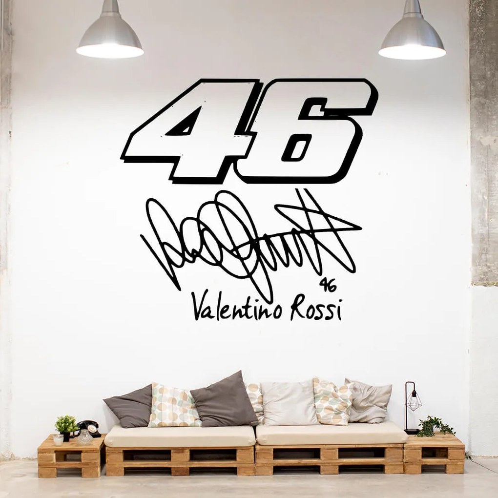 Veselá Stena Samolepka na stenu na stenu Valentino Rossi 46 Farba: černá