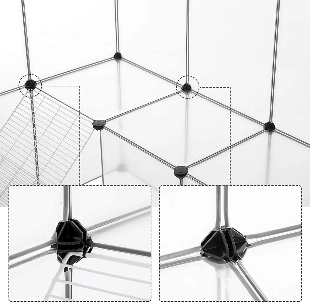 Ohrádka pre domáce zvieratá, modulárna ohrádka s rebríkom, biela