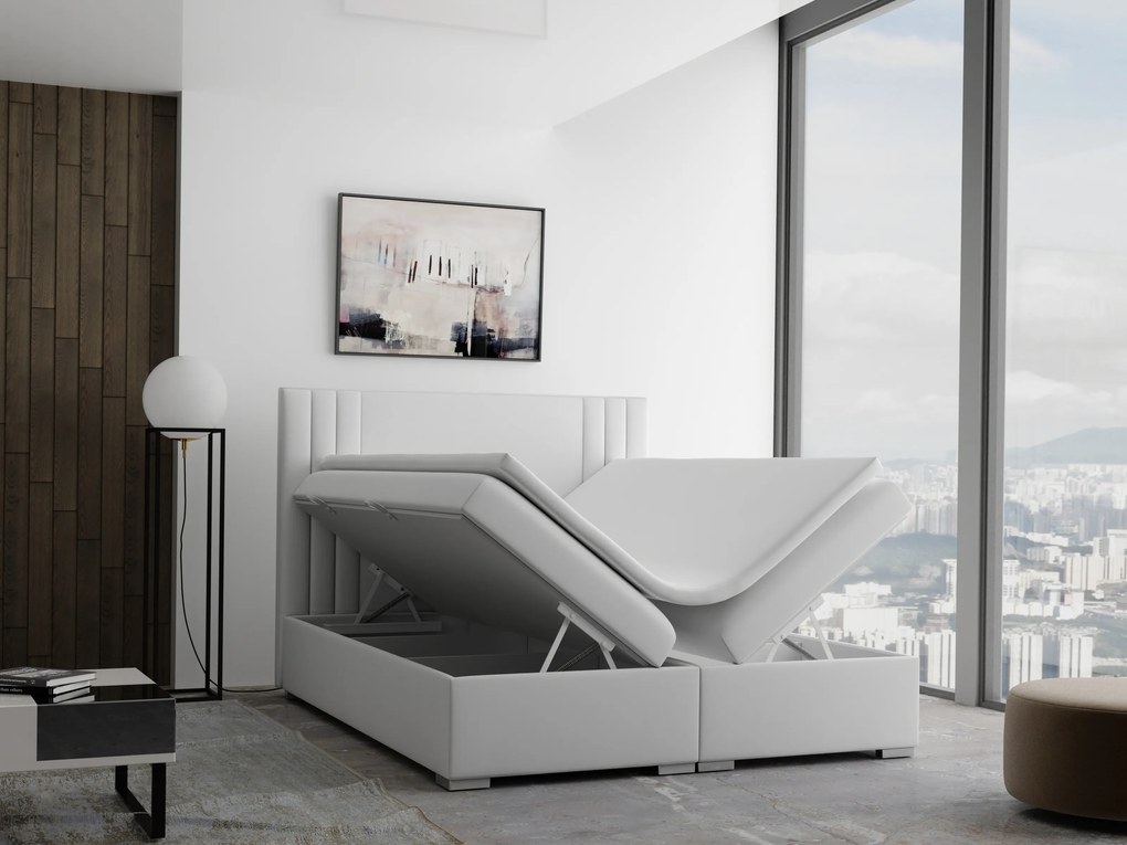 Manželská posteľ Boxspring 140 cm Morcano (krémová) (s úložným priestorom). Akcia -20%. Vlastná spoľahlivá doprava až k Vám domov. 1020329