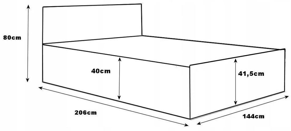 Posteľ s matracom, roštom a úložným priestorom - Dub Wotan - šírka 140cm