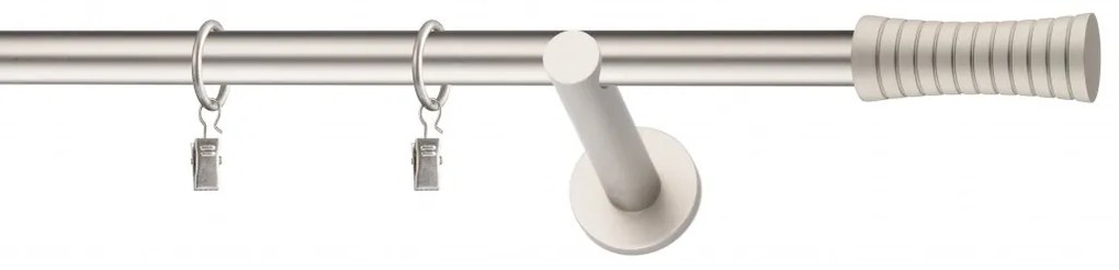Dekorstudio Chrómová matná jednoradová garniža FEBRIS 19mm Dĺžka: 360cm, Typ uchytenia: Držiak modern, Typ príslušenstva: Krúžky tiché so štipcami