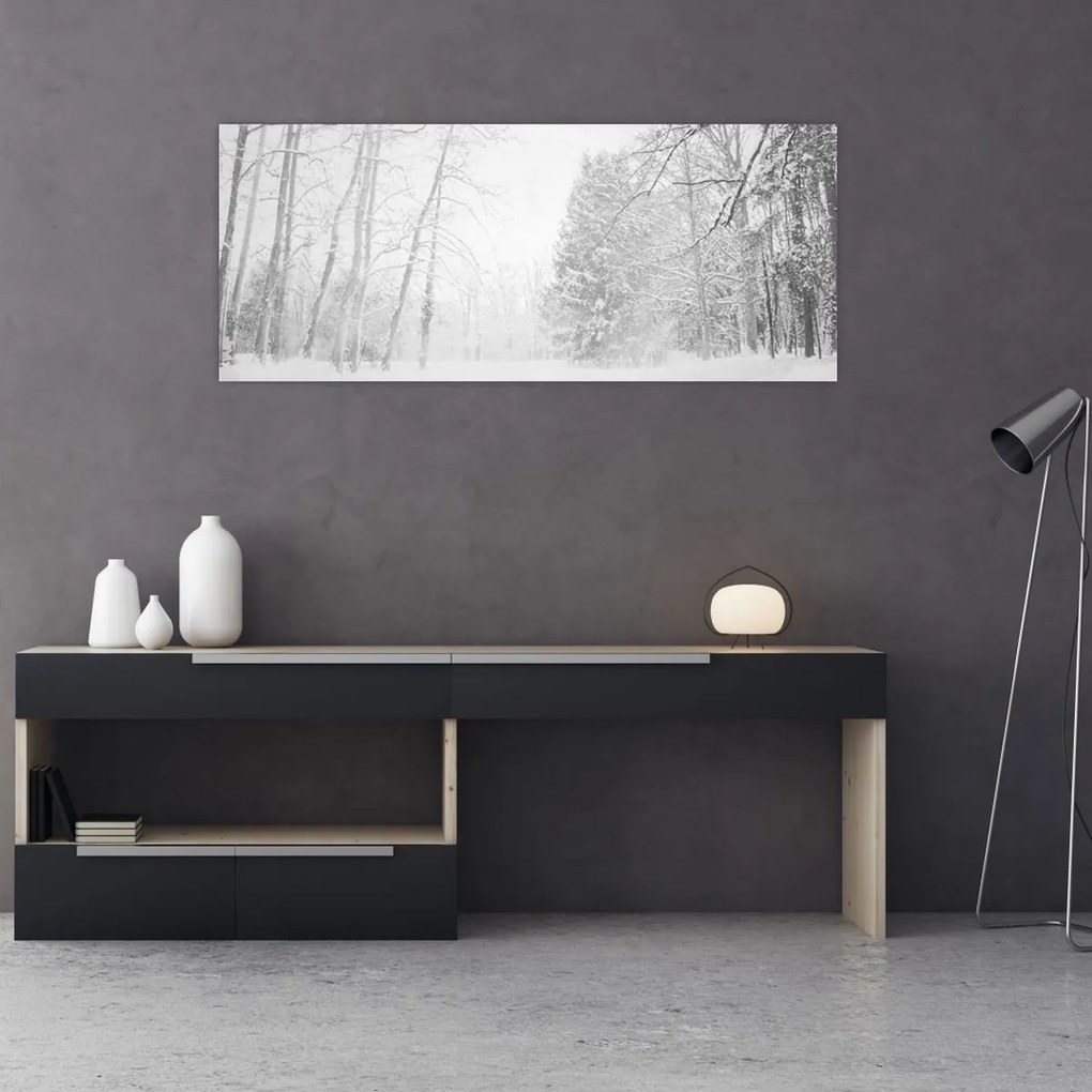 Obraz - Drevené mólo v zime (120x50 cm)