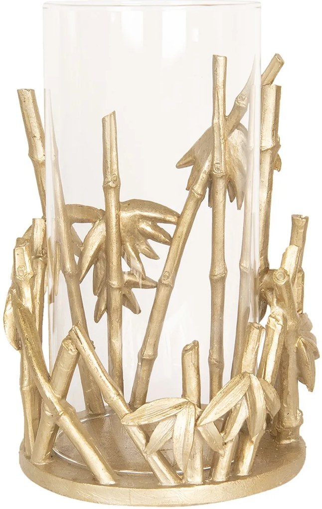 Sklenený svietnik na čajovú sviečku Zlatý bambus- ∅ 18 * 26 cm