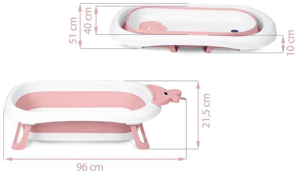 Ricokids Detská vanička s teplomerom RK-282 biela a ružová