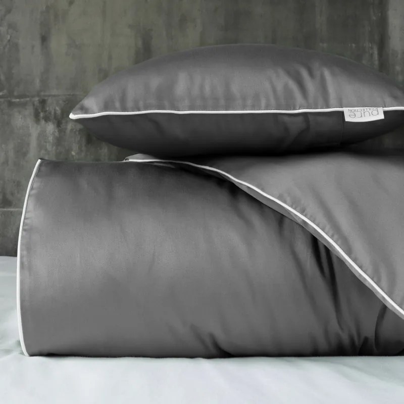 Detexpol Povlečení jednobarevní Pure Collection 100% mako satén tmavě šedé 140x200, 70x80 cm