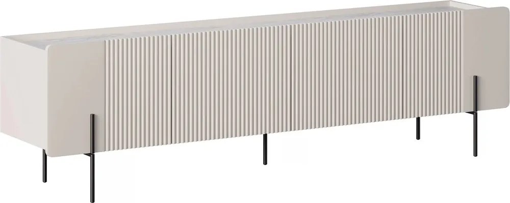TV skrinka Malmi 200 cm - kašmír / crema bianca / čierne nožičky