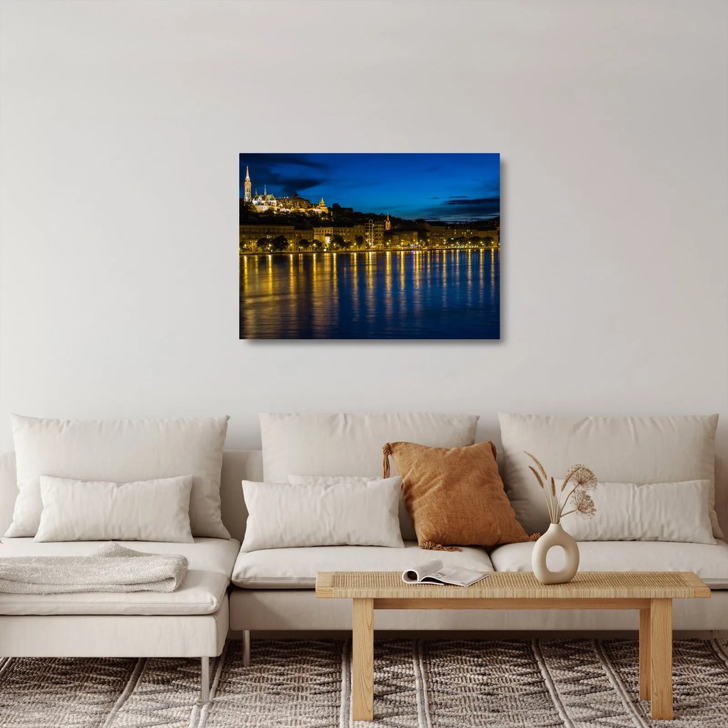 Sklenený obraz nočného mesta (70x50 cm)