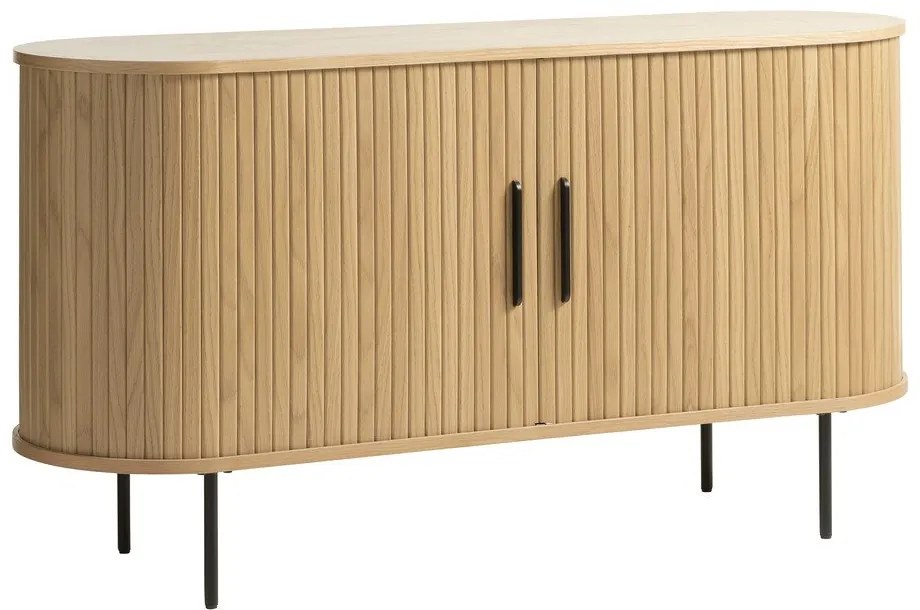 Nízka komoda v dekore duba s posuvnými dverami v prírodnej farbe 140x76 cm Nola – Unique Furniture