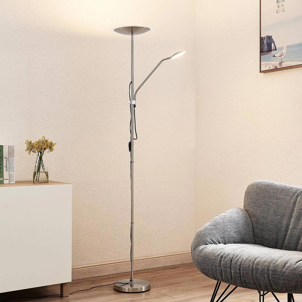 Lindby Heliani LED stojaca lampa, 2-pl., chróm