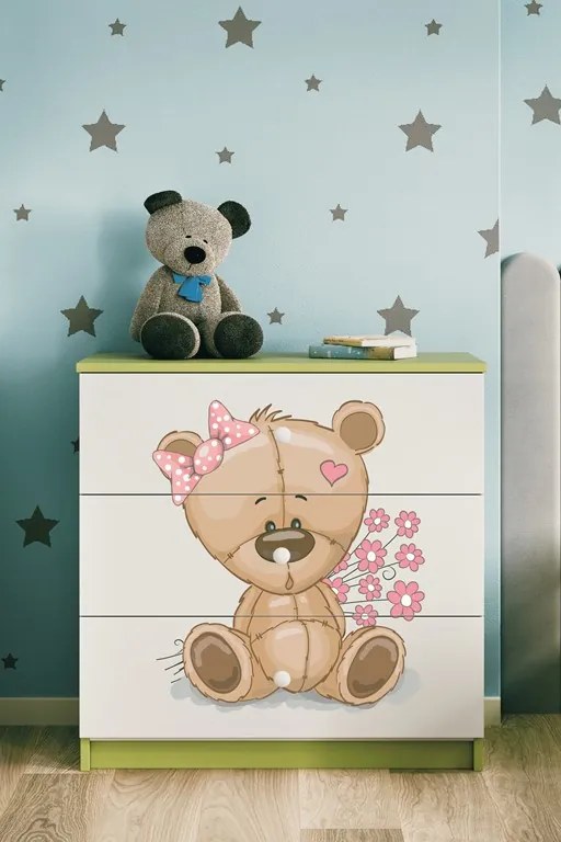 Komoda Babydreams 80 cm macko zelená