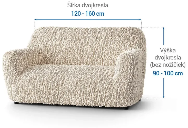 Bielastické poťahy VELVET béžové dvojkreslo (š. 120 - 160 cm)