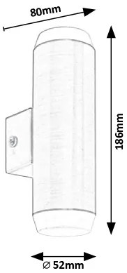 RABALUX Vonkajšie LED nástenné svietidlo CATANIA, 2x4W, denná biela, chrómované, IP44