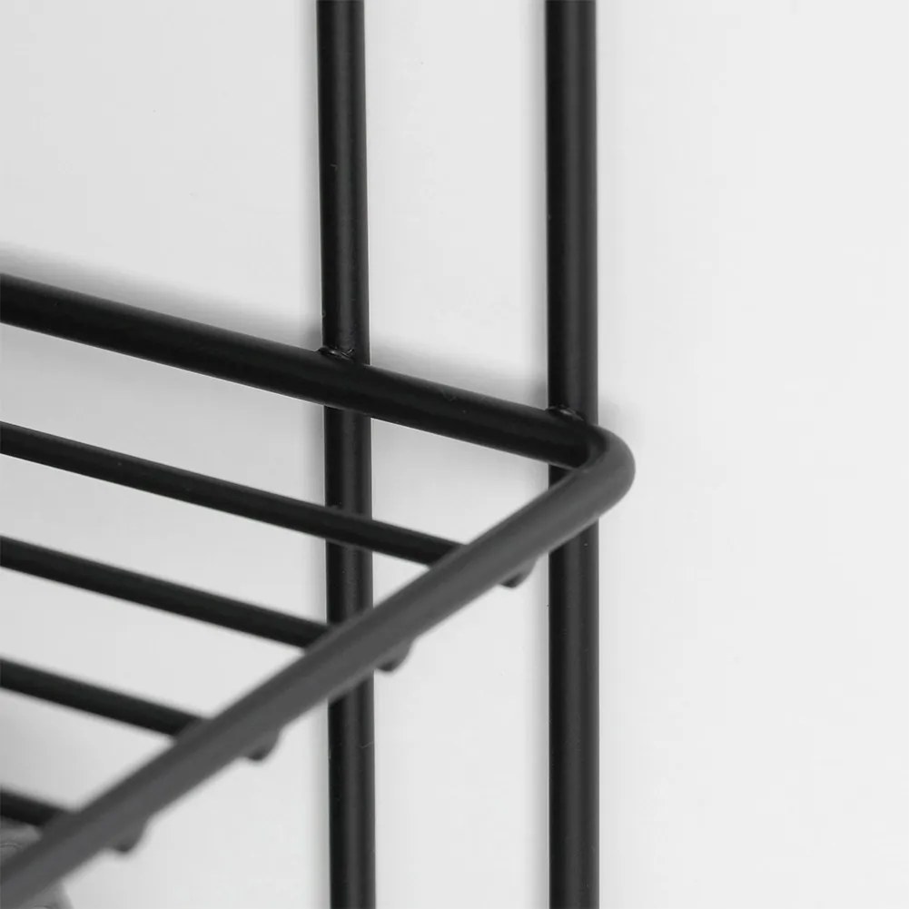 VILDE Prídavná polica, 3-poschodová, rohová, čierny kov 22 x 22 x 21 cm