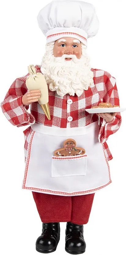 Červená vianočná dekorácia figúrka Santa Claus cukrár - 22*19*45 cm
