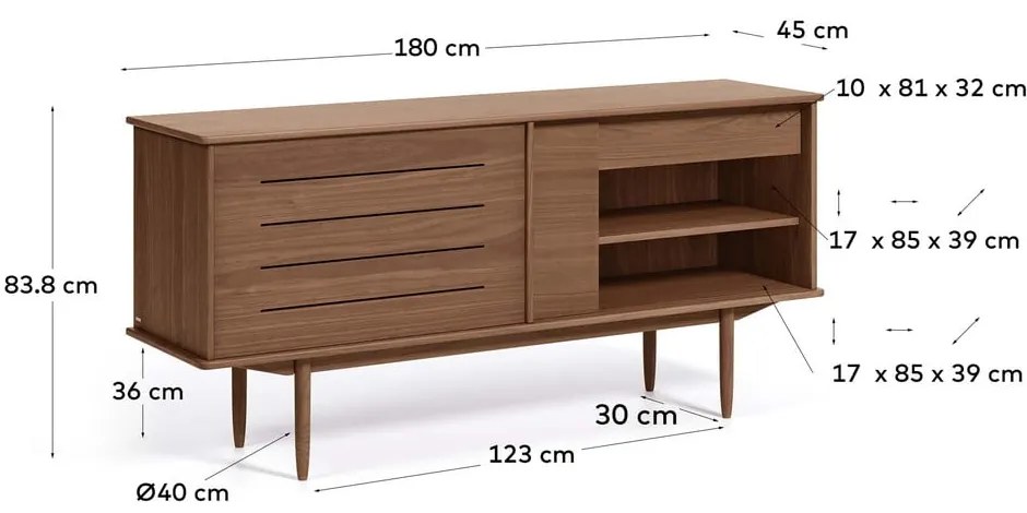 Komoda v dekore orechového dreva Kave Home Carolin